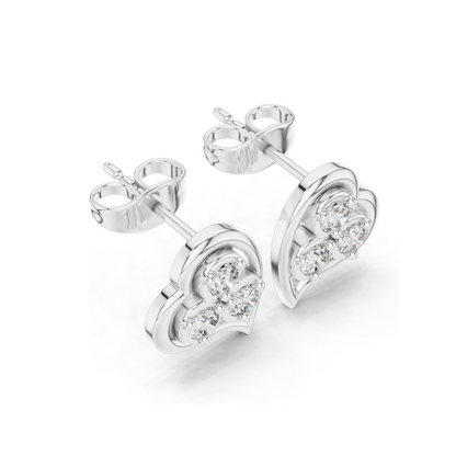 0.39 CT Lab Diamond Heart Stud Earrings | VVS–VS EF Clarity CVD Diamonds | 18KT, 14KT, 10KT Gold & 925 Silver | Moissanite Options | Yellow, Rose, White Gold
