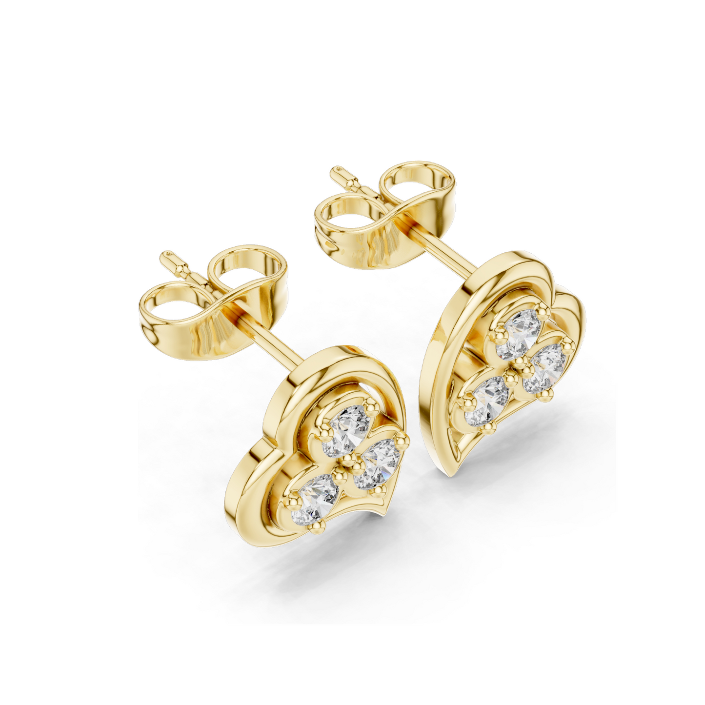 0.39 CT Lab Diamond Heart Stud Earrings | VVS–VS EF Clarity CVD Diamonds | 18KT, 14KT, 10KT Gold & 925 Silver | Moissanite Options | Yellow, Rose, White Gold