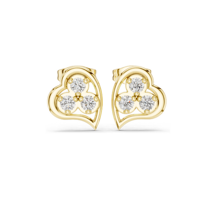 0.39 CT Lab Diamond Heart Stud Earrings | VVS–VS EF Clarity CVD Diamonds | 18KT, 14KT, 10KT Gold & 925 Silver | Moissanite Options | Yellow, Rose, White Gold