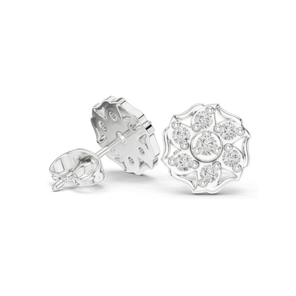 0.45 CT Lab Diamond Floral Stud Earrings | VVS-VS EF Clarity | 18KT, 14KT, 10KT Gold & 925 Silver | Rose, Yellow, White Gold | Moissanite Options