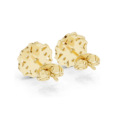 0.45 CT Lab Diamond Floral Stud Earrings | VVS-VS EF Clarity | 18KT, 14KT, 10KT Gold & 925 Silver | Rose, Yellow, White Gold | Moissanite Options