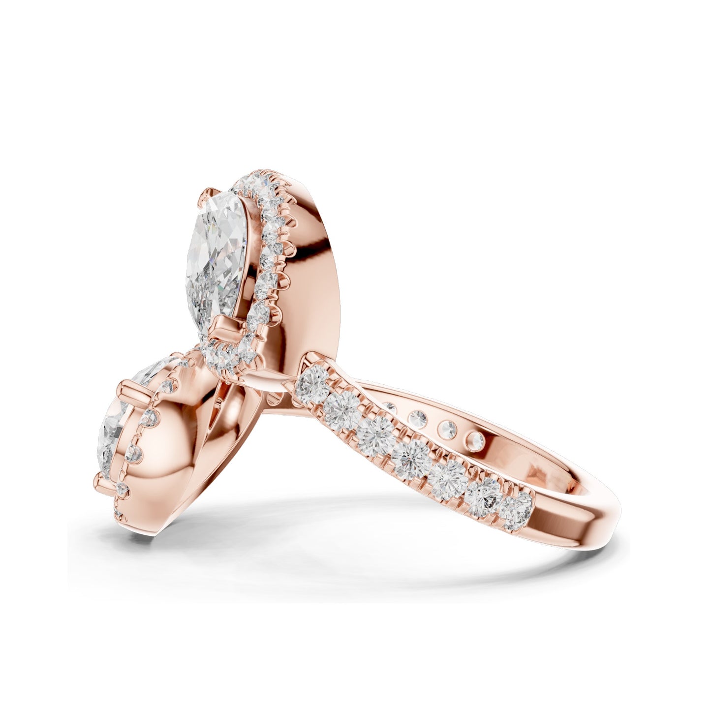 2.63 CT Pear-Shaped Lab Diamond Halo Ring for Women | VVS-VS EF Clarity | 18KT, 14KT, 10KT Gold & 925 Silver | Rose, Yellow, White Gold & Moissanite Options