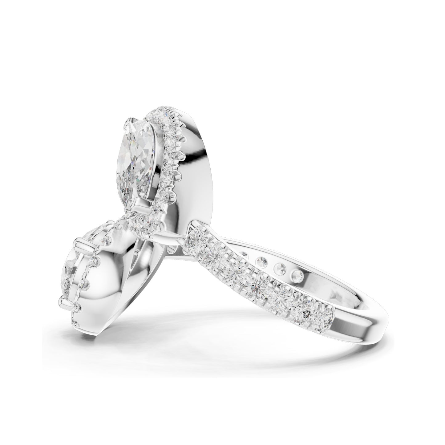 2.63 CT Pear-Shaped Lab Diamond Halo Ring for Women | VVS-VS EF Clarity | 18KT, 14KT, 10KT Gold & 925 Silver | Rose, Yellow, White Gold & Moissanite Options