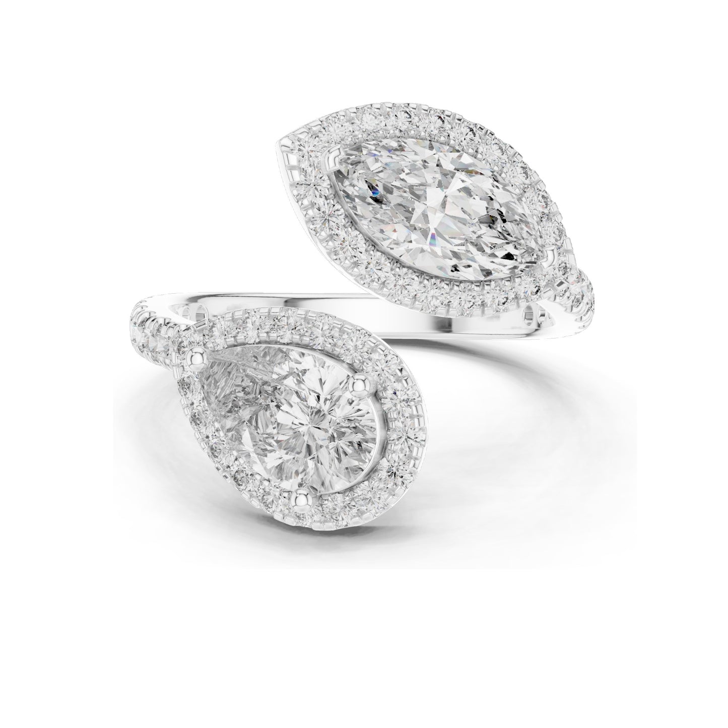 2.63 CT Pear-Shaped Lab Diamond Halo Ring for Women | VVS-VS EF Clarity | 18KT, 14KT, 10KT Gold & 925 Silver | Rose, Yellow, White Gold & Moissanite Options