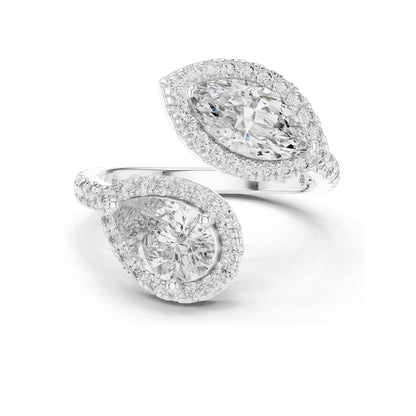 2.63 CT Pear-Shaped Lab Diamond Halo Ring for Women | VVS-VS EF Clarity | 18KT, 14KT, 10KT Gold & 925 Silver | Rose, Yellow, White Gold & Moissanite Options