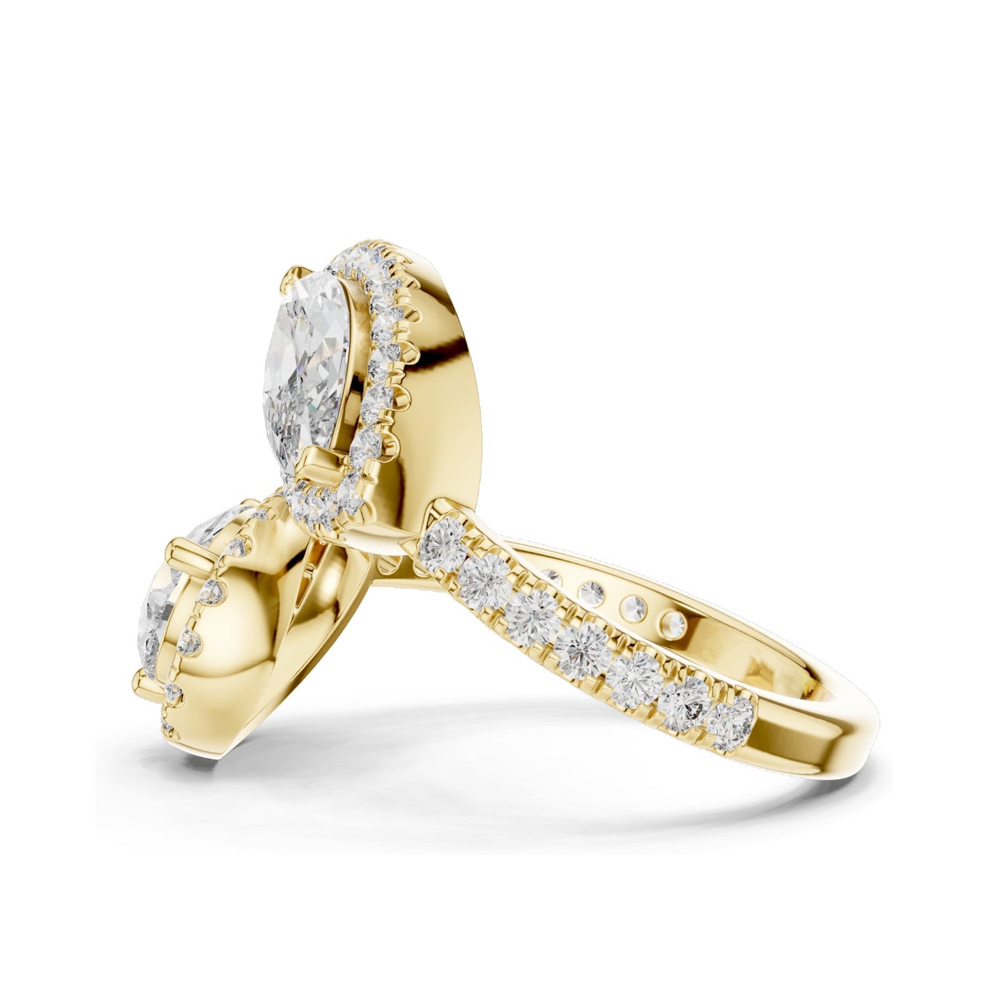 2.63 CT Pear-Shaped Lab Diamond Halo Ring for Women | VVS-VS EF Clarity | 18KT, 14KT, 10KT Gold & 925 Silver | Rose, Yellow, White Gold & Moissanite Options