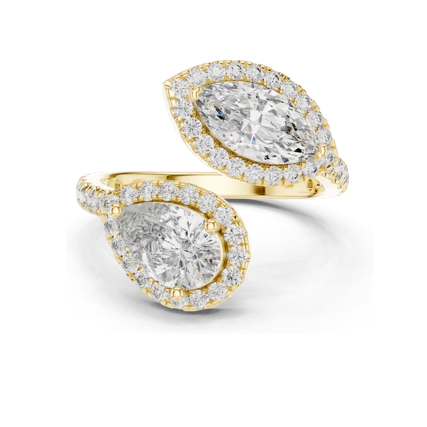 2.63 CT Pear-Shaped Lab Diamond Halo Ring for Women | VVS-VS EF Clarity | 18KT, 14KT, 10KT Gold & 925 Silver | Rose, Yellow, White Gold & Moissanite Options