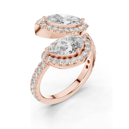 2.63 CT Pear-Shaped Lab Diamond Halo Ring for Women | VVS-VS EF Clarity | 18KT, 14KT, 10KT Gold & 925 Silver | Rose, Yellow, White Gold & Moissanite Options