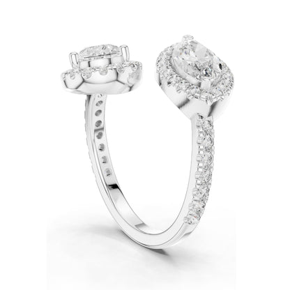 2.63 CT Pear-Shaped Lab Diamond Halo Ring for Women | VVS-VS EF Clarity | 18KT, 14KT, 10KT Gold & 925 Silver | Rose, Yellow, White Gold & Moissanite Options