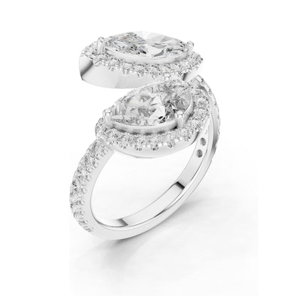 2.63 CT Pear-Shaped Lab Diamond Halo Ring for Women | VVS-VS EF Clarity | 18KT, 14KT, 10KT Gold & 925 Silver | Rose, Yellow, White Gold & Moissanite Options