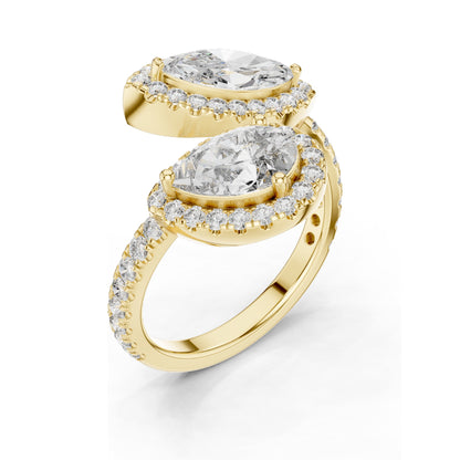 2.63 CT Pear-Shaped Lab Diamond Halo Ring for Women | VVS-VS EF Clarity | 18KT, 14KT, 10KT Gold & 925 Silver | Rose, Yellow, White Gold & Moissanite Options
