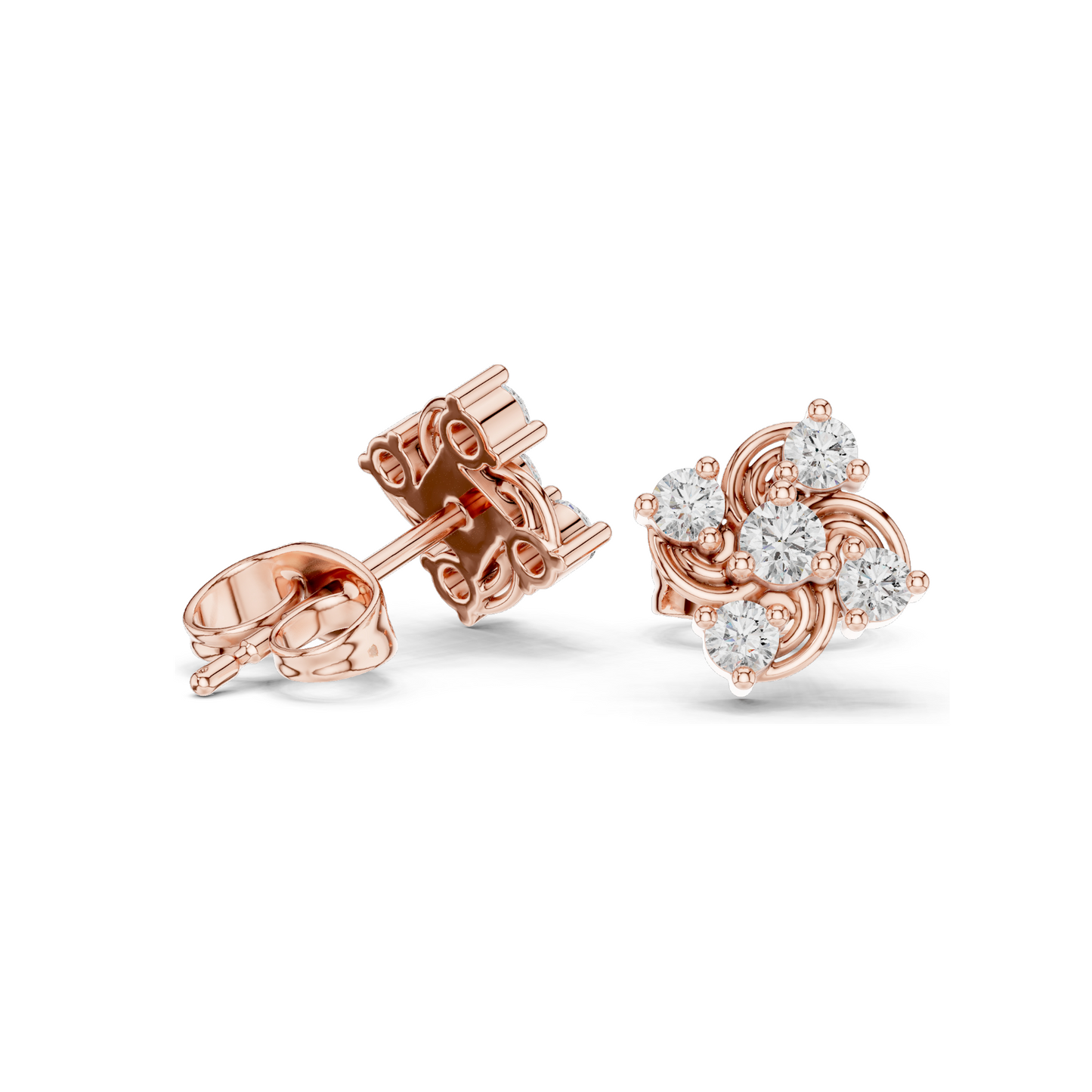 0.33 CT Lab Diamond Floral Cluster Earrings | VVS-VS EF CVD Diamonds | 18KT, 14KT, 10KT Gold & 925 Silver | Rose, Yellow, White Gold | Moissanite Option