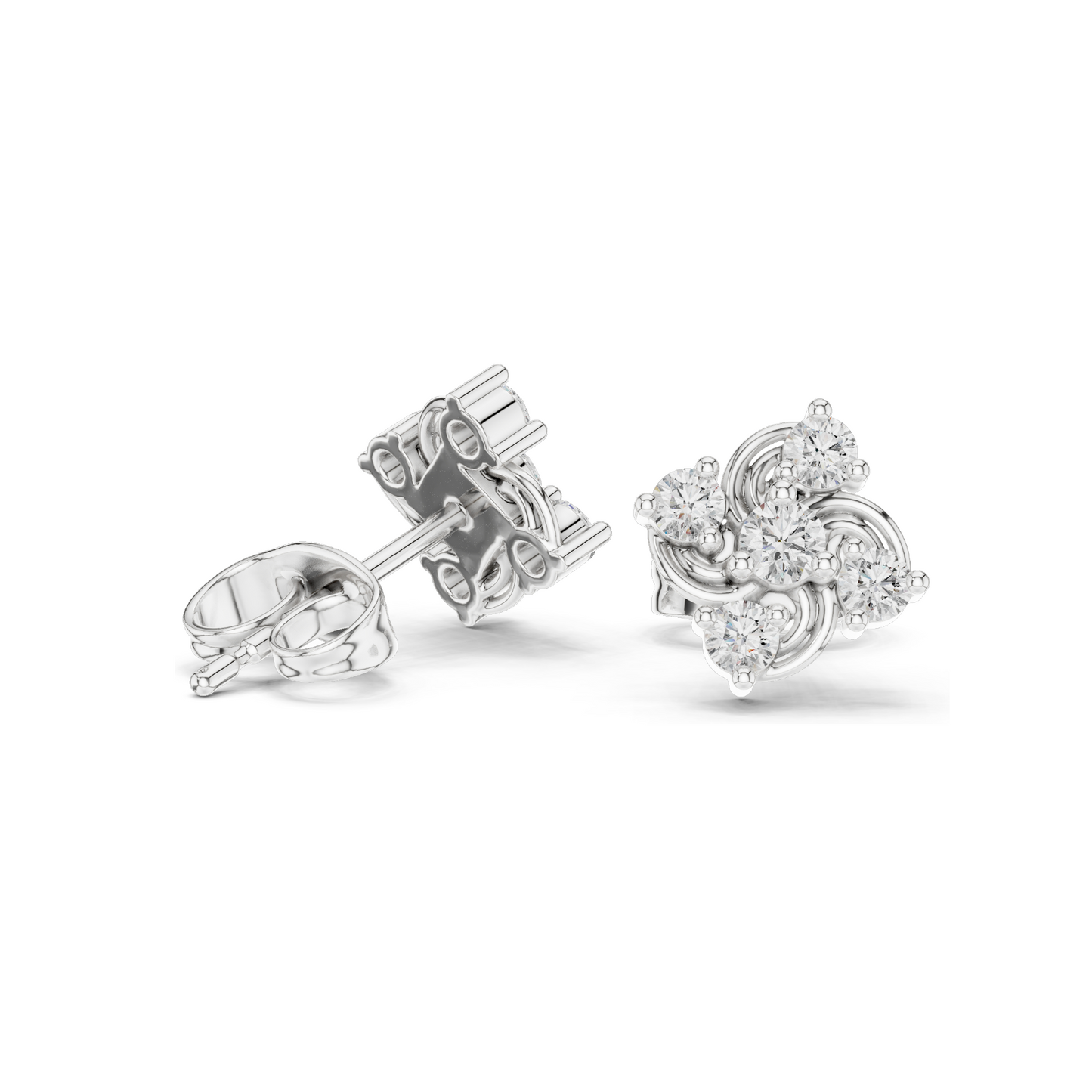 0.33 CT Lab Diamond Floral Cluster Earrings | VVS-VS EF CVD Diamonds | 18KT, 14KT, 10KT Gold & 925 Silver | Rose, Yellow, White Gold | Moissanite Option