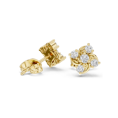 0.33 CT Lab Diamond Floral Cluster Earrings | VVS-VS EF CVD Diamonds | 18KT, 14KT, 10KT Gold & 925 Silver | Rose, Yellow, White Gold | Moissanite Option