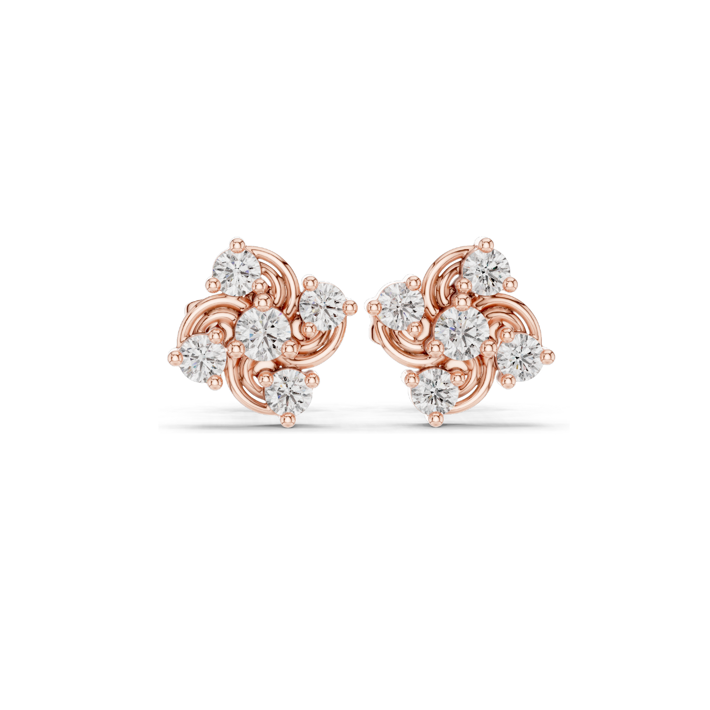 0.33 CT Lab Diamond Floral Cluster Earrings | VVS-VS EF CVD Diamonds | 18KT, 14KT, 10KT Gold & 925 Silver | Rose, Yellow, White Gold | Moissanite Option