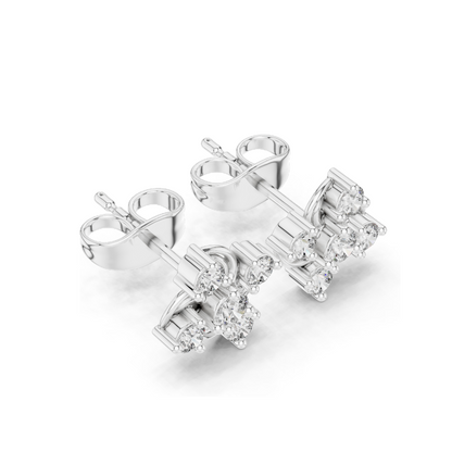 0.33 CT Lab Diamond Floral Cluster Earrings | VVS-VS EF CVD Diamonds | 18KT, 14KT, 10KT Gold & 925 Silver | Rose, Yellow, White Gold | Moissanite Option
