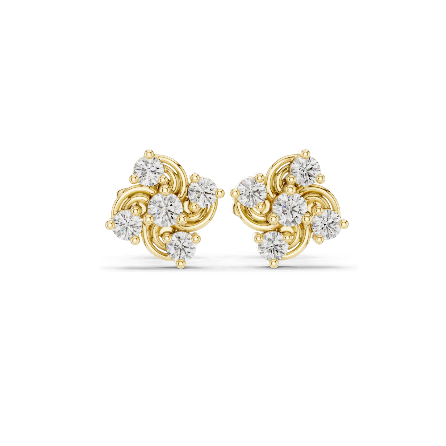 0.33 CT Lab Diamond Floral Cluster Earrings | VVS-VS EF CVD Diamonds | 18KT, 14KT, 10KT Gold & 925 Silver | Rose, Yellow, White Gold | Moissanite Option