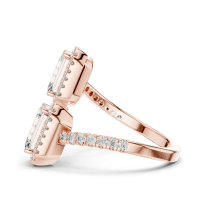 2.4 CT Emerald Cut Lab Diamond Halo Ring for Women | VVS-VS EF Clarity | 18KT, 14KT, 10KT Gold & 925 Silver | Rose, Yellow, White Gold & Moissanite Options