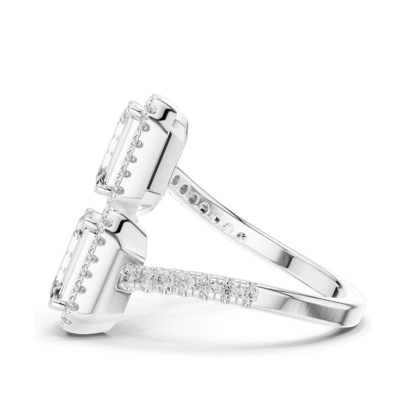2.4 CT Emerald Cut Lab Diamond Halo Ring for Women | VVS-VS EF Clarity | 18KT, 14KT, 10KT Gold & 925 Silver | Rose, Yellow, White Gold & Moissanite Options