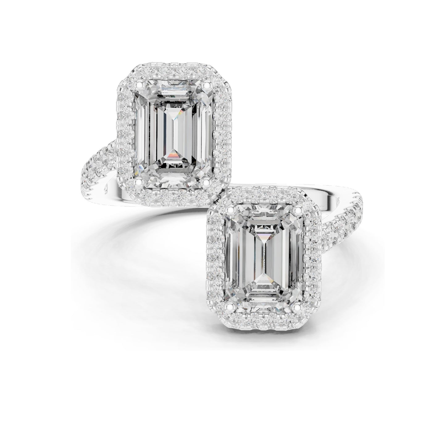 2.4 CT Emerald Cut Lab Diamond Halo Ring for Women | VVS-VS EF Clarity | 18KT, 14KT, 10KT Gold & 925 Silver | Rose, Yellow, White Gold & Moissanite Options