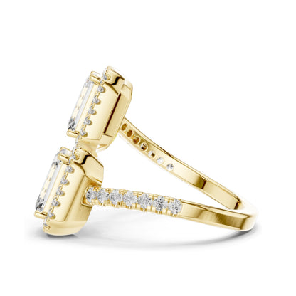 2.4 CT Emerald Cut Lab Diamond Halo Ring for Women | VVS-VS EF Clarity | 18KT, 14KT, 10KT Gold & 925 Silver | Rose, Yellow, White Gold & Moissanite Options