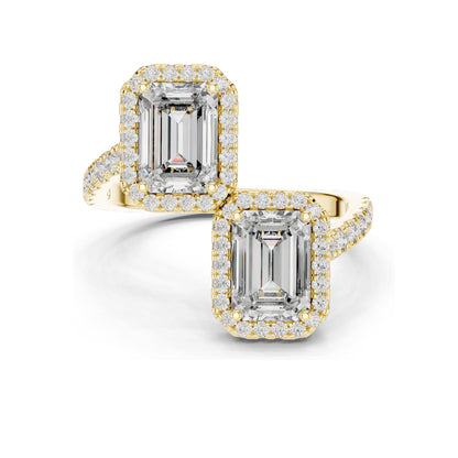 2.4 CT Emerald Cut Lab Diamond Halo Ring for Women | VVS-VS EF Clarity | 18KT, 14KT, 10KT Gold & 925 Silver | Rose, Yellow, White Gold & Moissanite Options