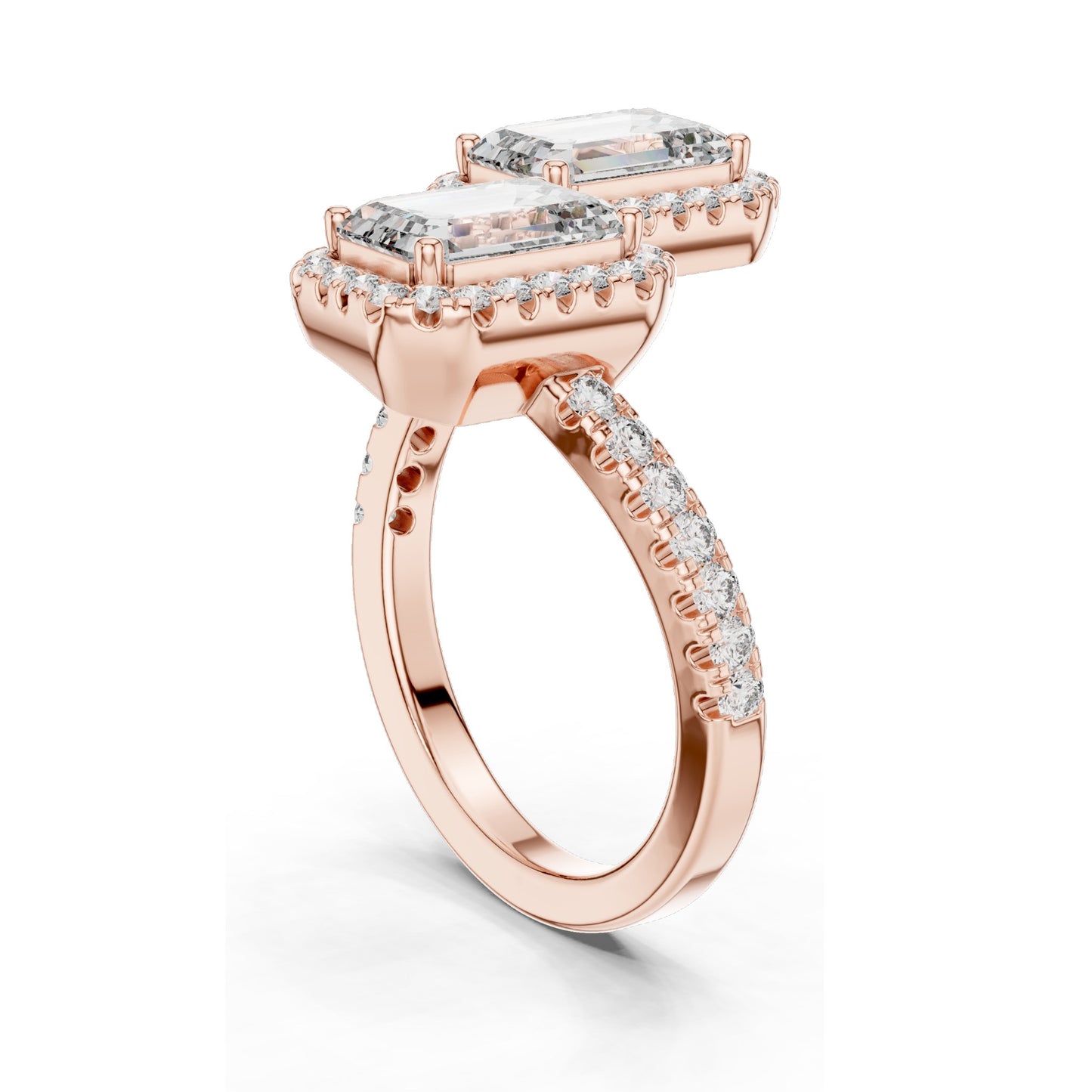 2.4 CT Emerald Cut Lab Diamond Halo Ring for Women | VVS-VS EF Clarity | 18KT, 14KT, 10KT Gold & 925 Silver | Rose, Yellow, White Gold & Moissanite Options