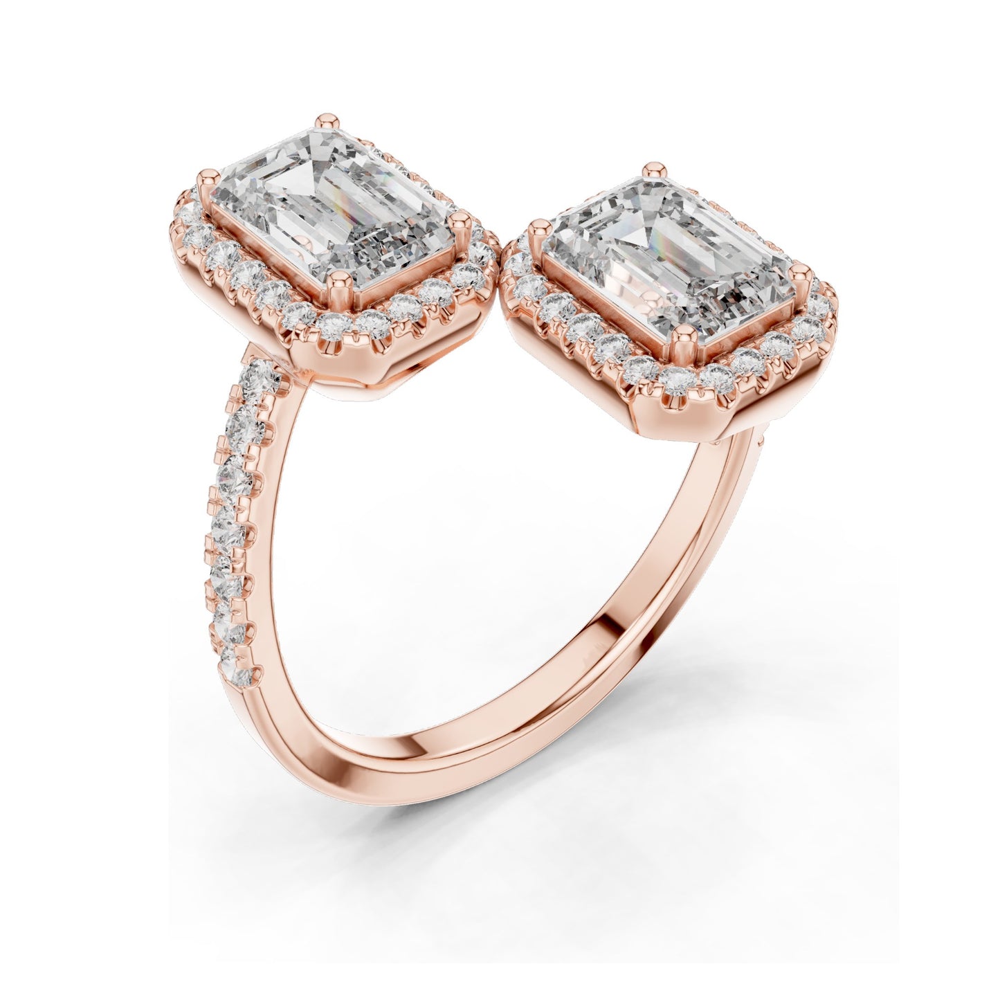 2.4 CT Emerald Cut Lab Diamond Halo Ring for Women | VVS-VS EF Clarity | 18KT, 14KT, 10KT Gold & 925 Silver | Rose, Yellow, White Gold & Moissanite Options