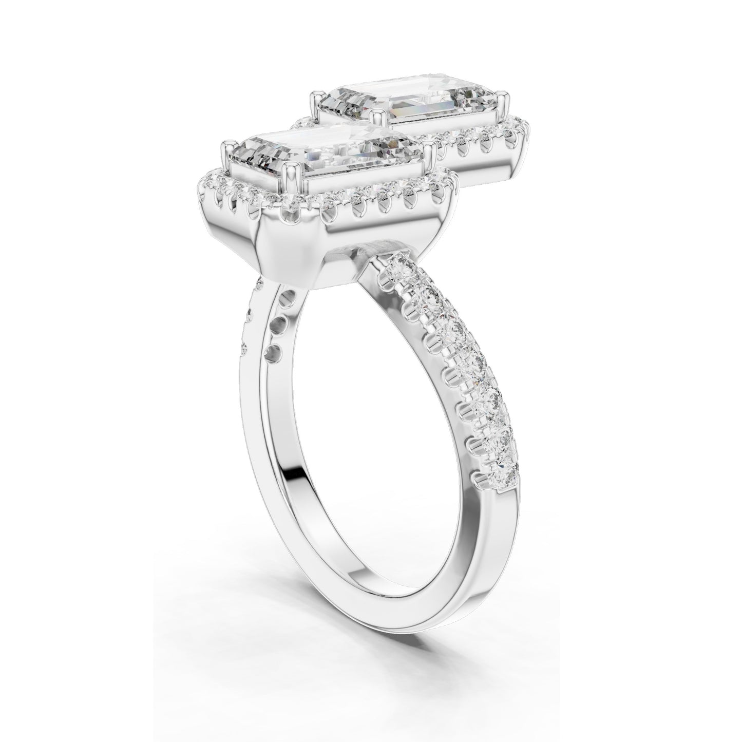 2.4 CT Emerald Cut Lab Diamond Halo Ring for Women | VVS-VS EF Clarity | 18KT, 14KT, 10KT Gold & 925 Silver | Rose, Yellow, White Gold & Moissanite Options
