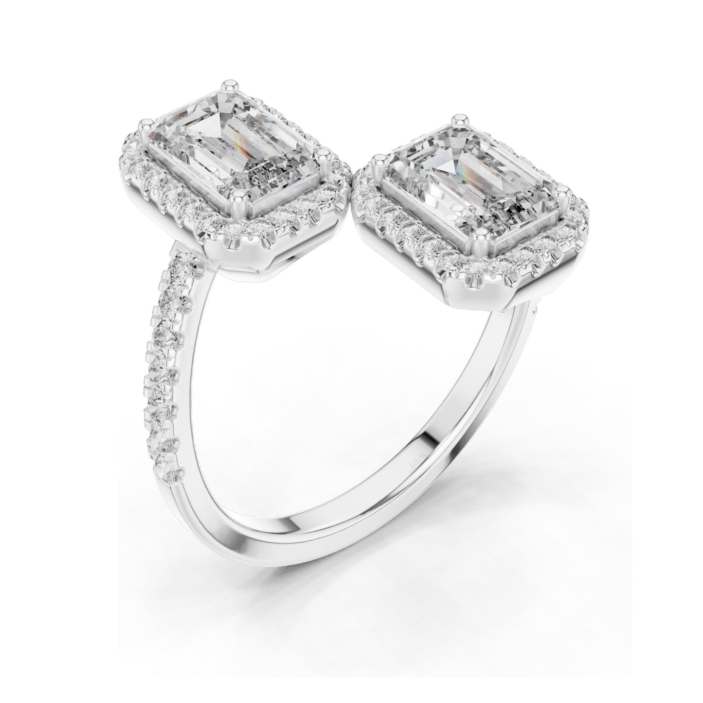 2.4 CT Emerald Cut Lab Diamond Halo Ring for Women | VVS-VS EF Clarity | 18KT, 14KT, 10KT Gold & 925 Silver | Rose, Yellow, White Gold & Moissanite Options