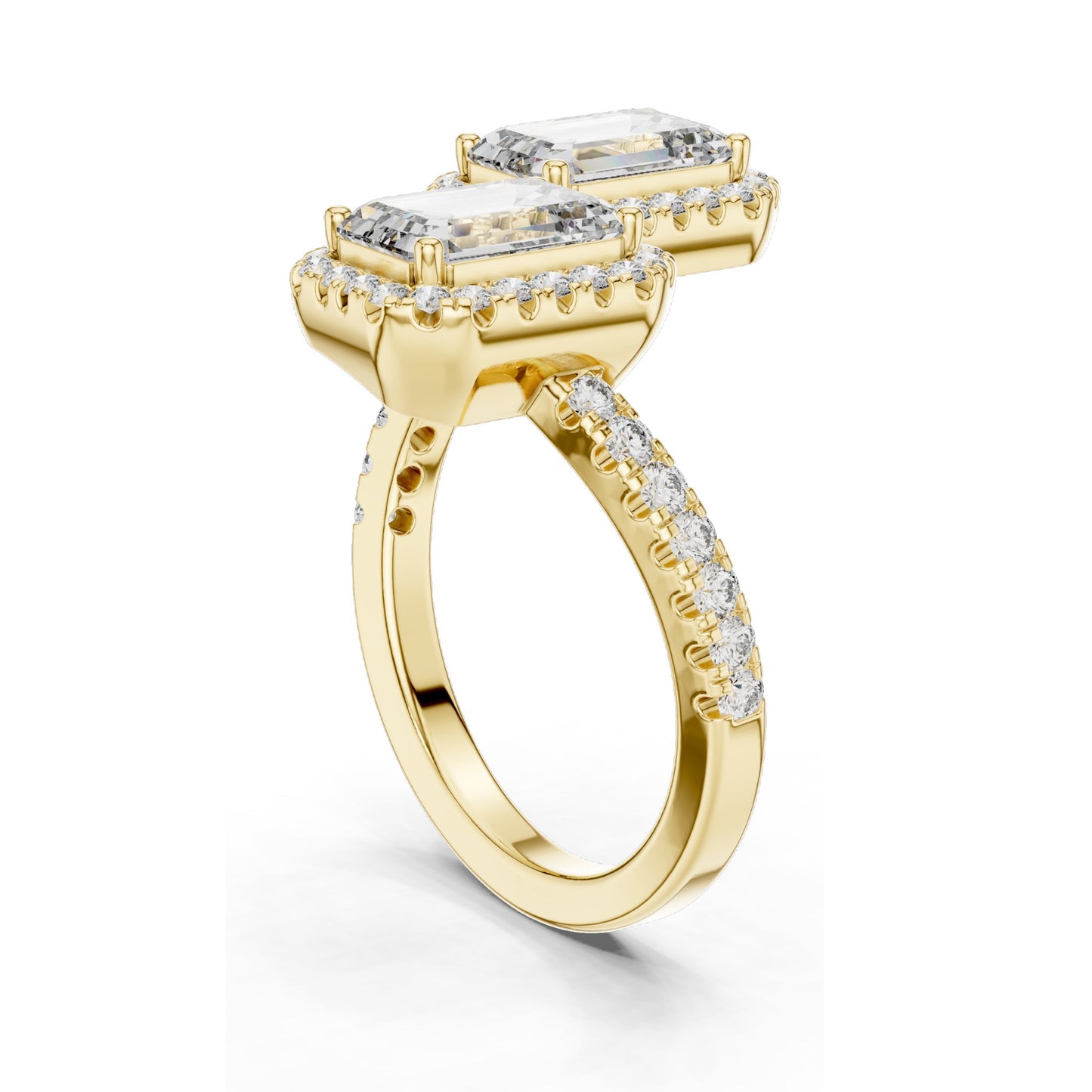 2.4 CT Emerald Cut Lab Diamond Halo Ring for Women | VVS-VS EF Clarity | 18KT, 14KT, 10KT Gold & 925 Silver | Rose, Yellow, White Gold & Moissanite Options