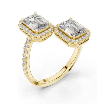 2.4 CT Emerald Cut Lab Diamond Halo Ring for Women | VVS-VS EF Clarity | 18KT, 14KT, 10KT Gold & 925 Silver | Rose, Yellow, White Gold & Moissanite Options