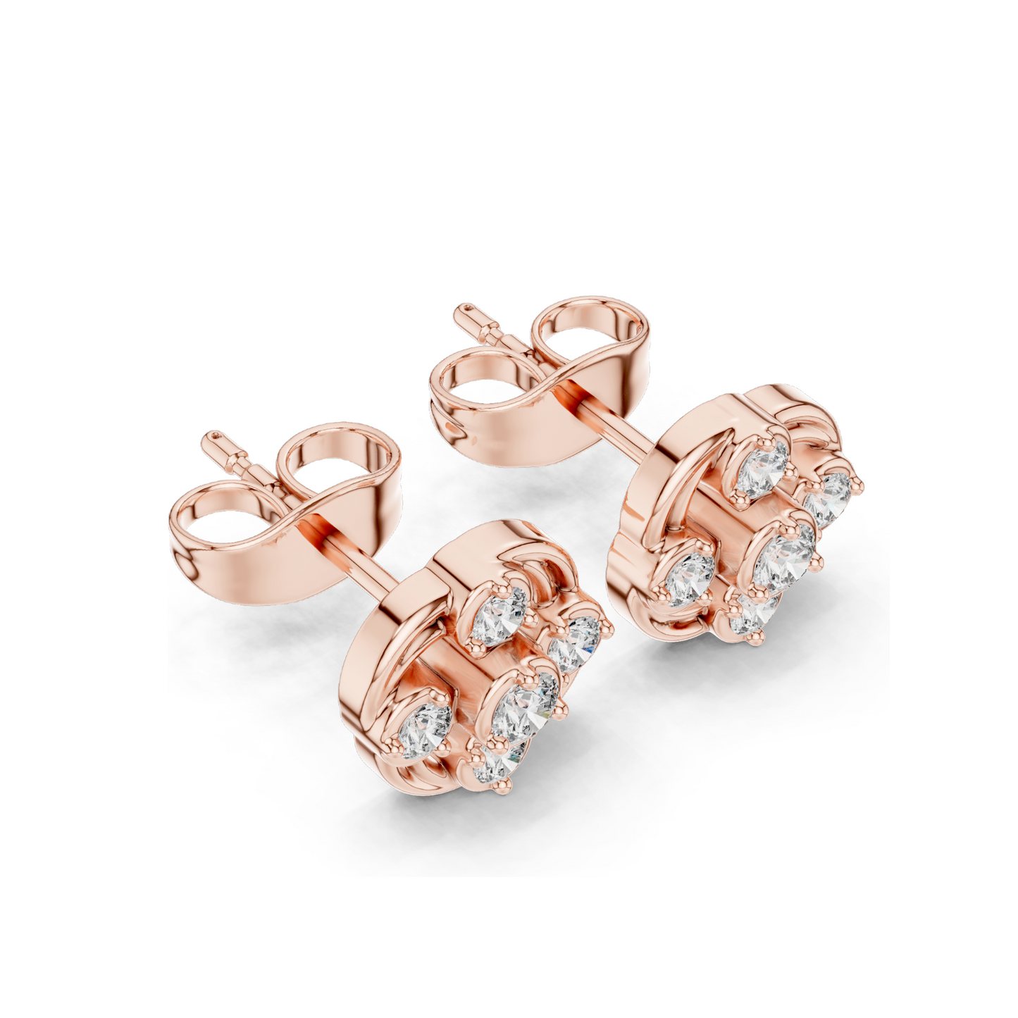 0.24 CT Lab Grown Diamond Floral Cluster Earrings | VVS-VS EF Round Cut | 18KT, 14KT, 10KT Gold & 925 Silver | White, Yellow, Rose Gold & Moissanite Options