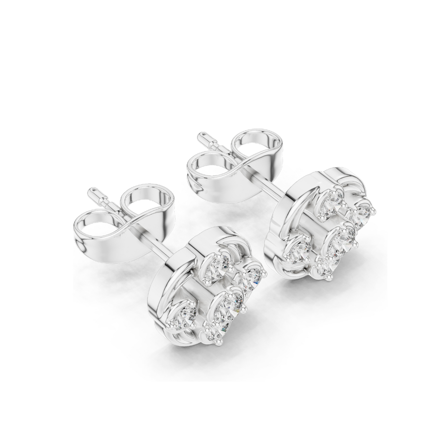 0.24 CT Lab Grown Diamond Floral Cluster Earrings | VVS-VS EF Round Cut | 18KT, 14KT, 10KT Gold & 925 Silver | White, Yellow, Rose Gold & Moissanite Options