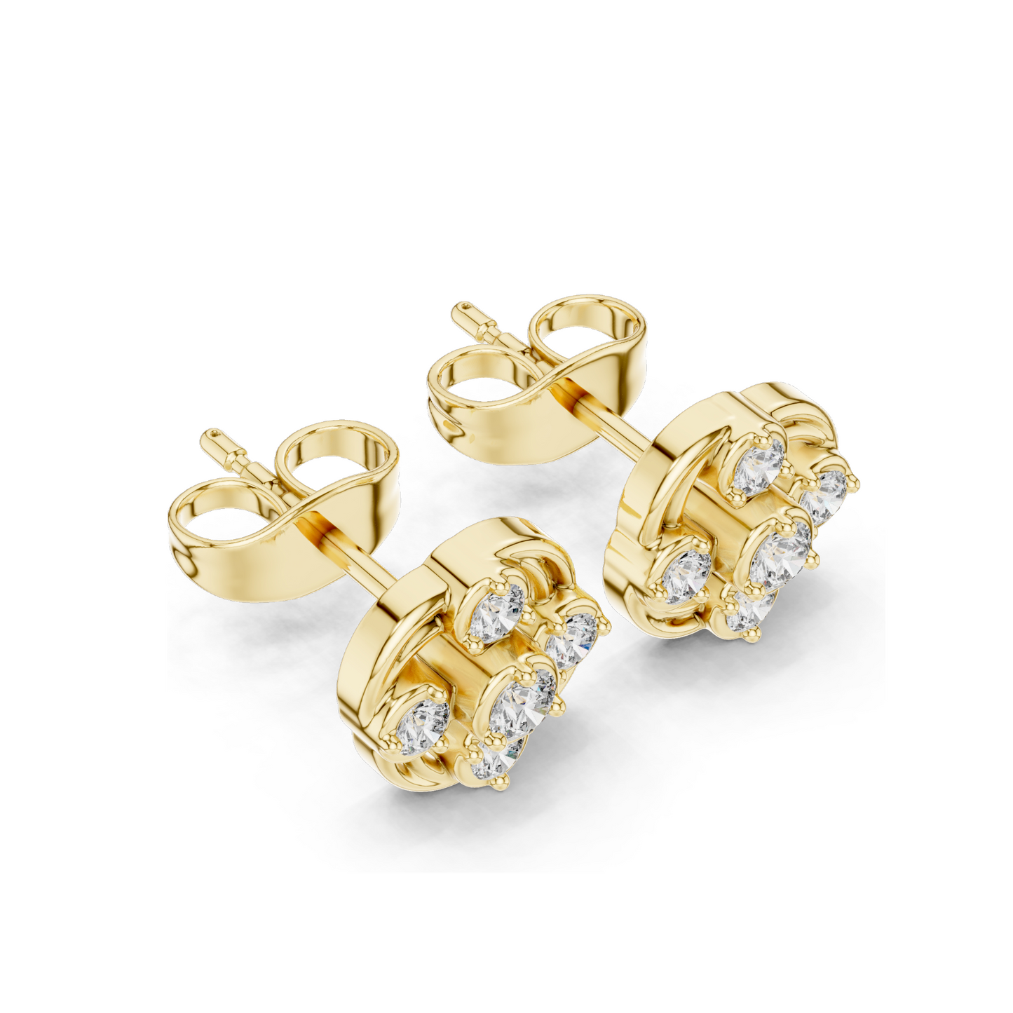 0.24 CT Lab Grown Diamond Floral Cluster Earrings | VVS-VS EF Round Cut | 18KT, 14KT, 10KT Gold & 925 Silver | White, Yellow, Rose Gold & Moissanite Options