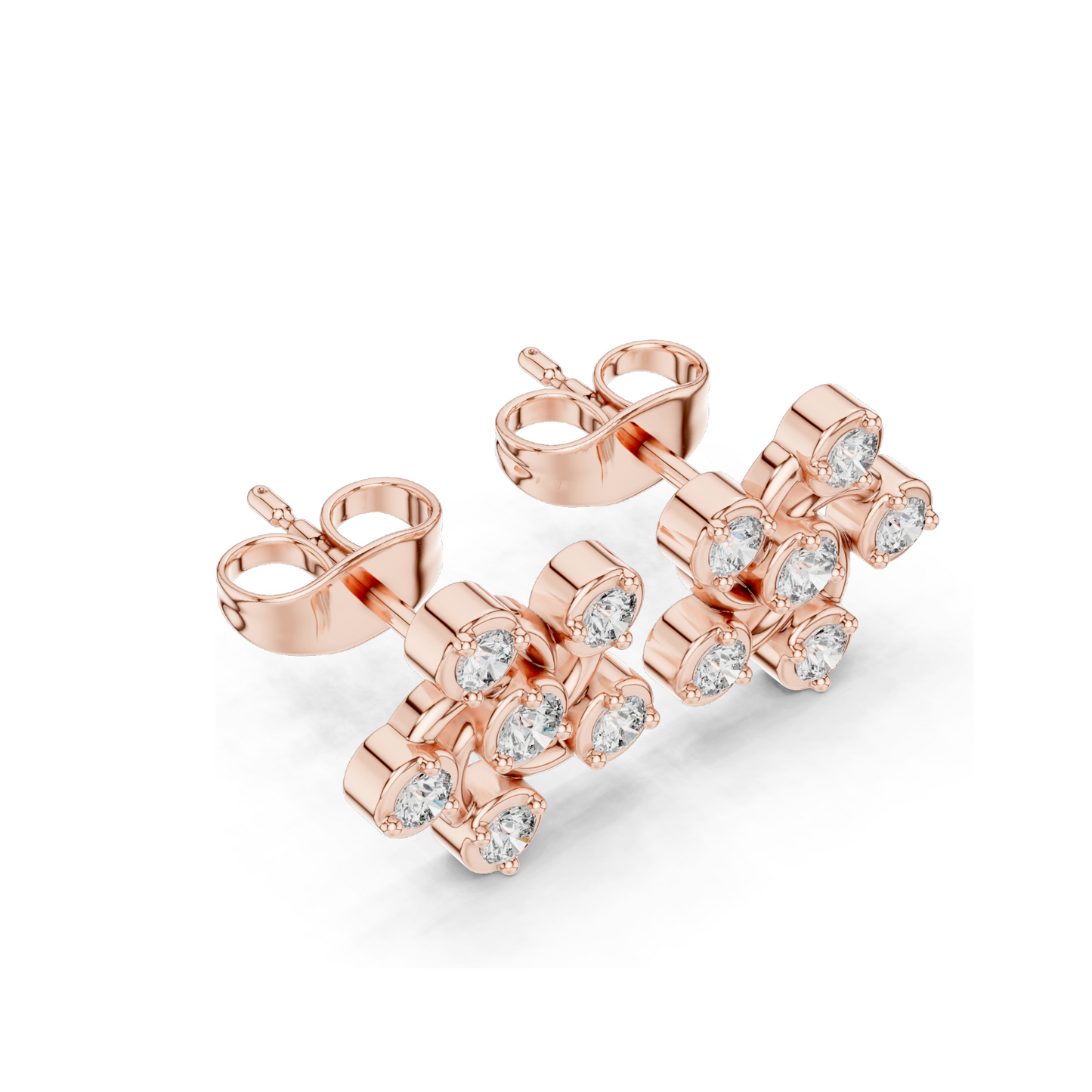 0.39 CT Lab Diamond Floral Swirl Stud Earrings | VVS-VS EF Clarity | 18KT, 14KT, 10KT Gold & 925 Silver | Rose, Yellow, White Gold & Moissanite Options