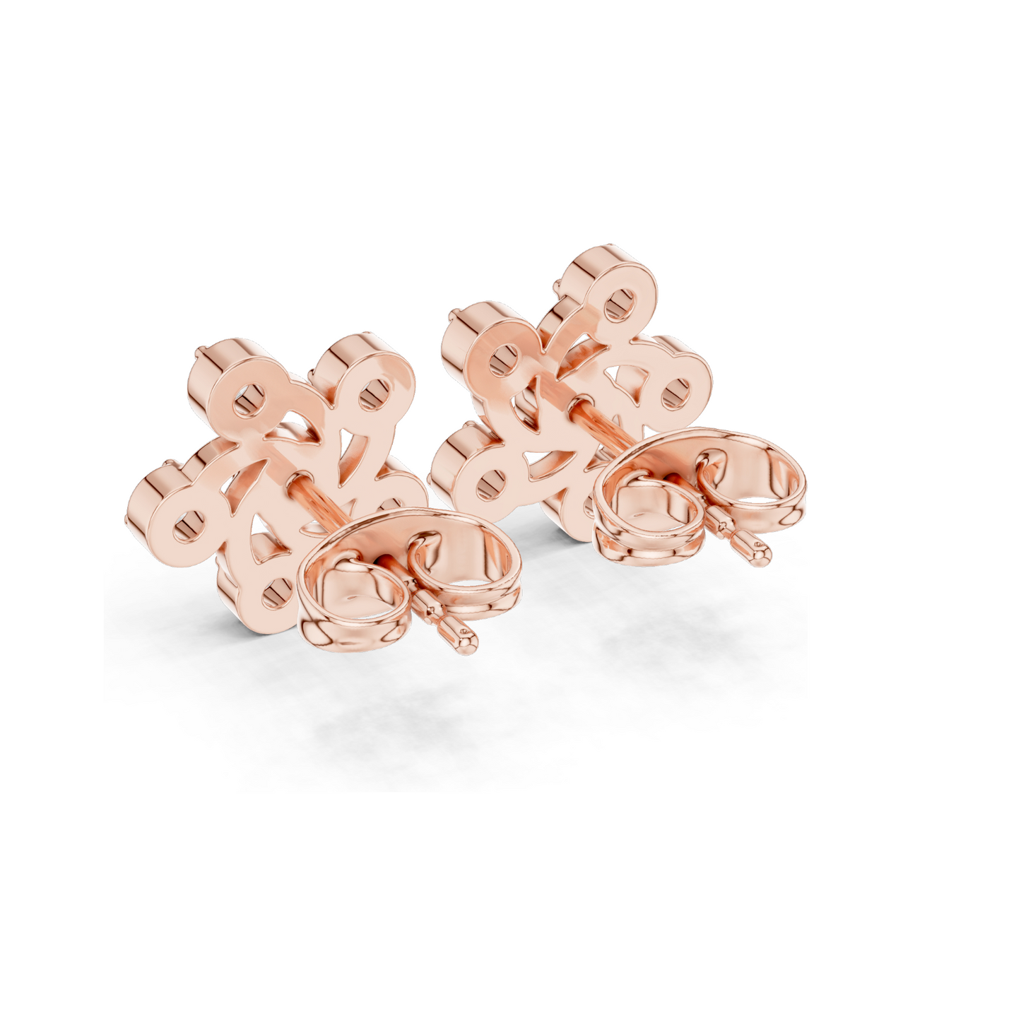 0.39 CT Lab Diamond Floral Swirl Stud Earrings | VVS-VS EF Clarity | 18KT, 14KT, 10KT Gold & 925 Silver | Rose, Yellow, White Gold & Moissanite Options