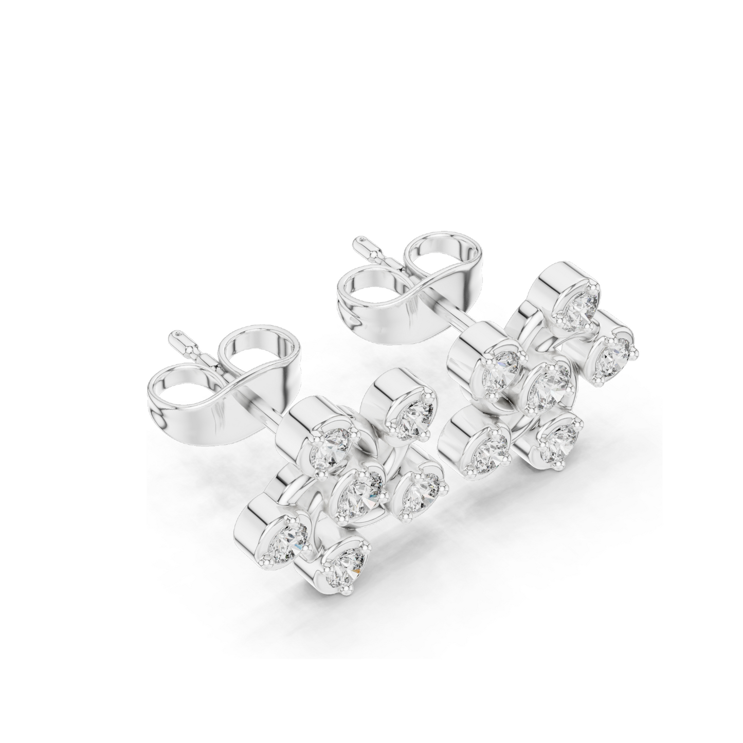 0.39 CT Lab Diamond Floral Swirl Stud Earrings | VVS-VS EF Clarity | 18KT, 14KT, 10KT Gold & 925 Silver | Rose, Yellow, White Gold & Moissanite Options