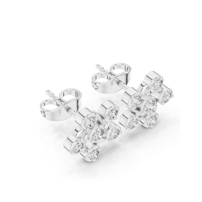 0.39 CT Lab Diamond Floral Swirl Stud Earrings | VVS-VS EF Clarity | 18KT, 14KT, 10KT Gold & 925 Silver | Rose, Yellow, White Gold & Moissanite Options