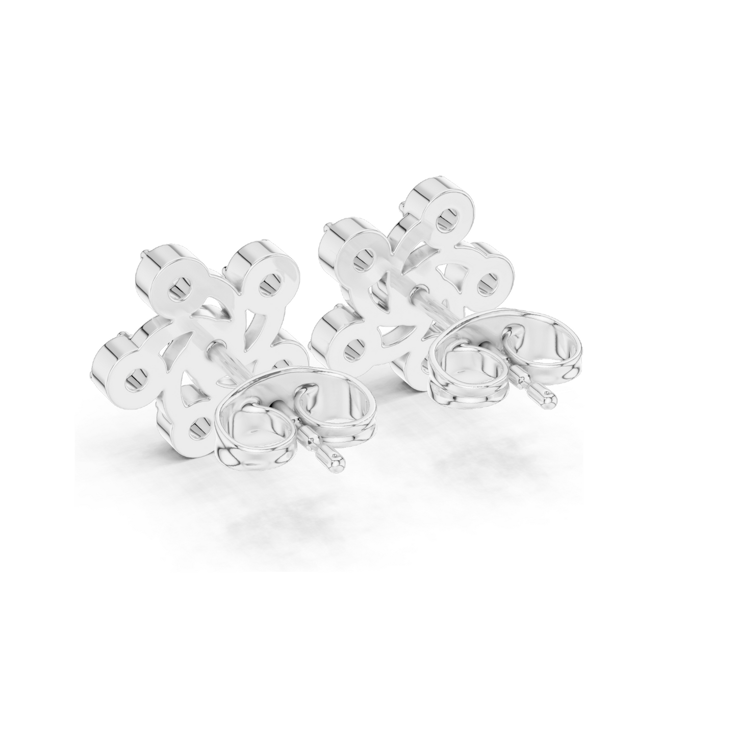 0.39 CT Lab Diamond Floral Swirl Stud Earrings | VVS-VS EF Clarity | 18KT, 14KT, 10KT Gold & 925 Silver | Rose, Yellow, White Gold & Moissanite Options