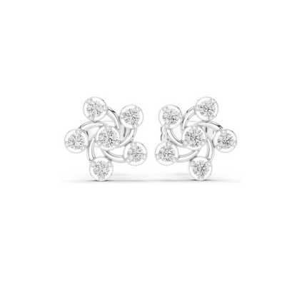 0.39 CT Lab Diamond Floral Swirl Stud Earrings | VVS-VS EF Clarity | 18KT, 14KT, 10KT Gold & 925 Silver | Rose, Yellow, White Gold & Moissanite Options