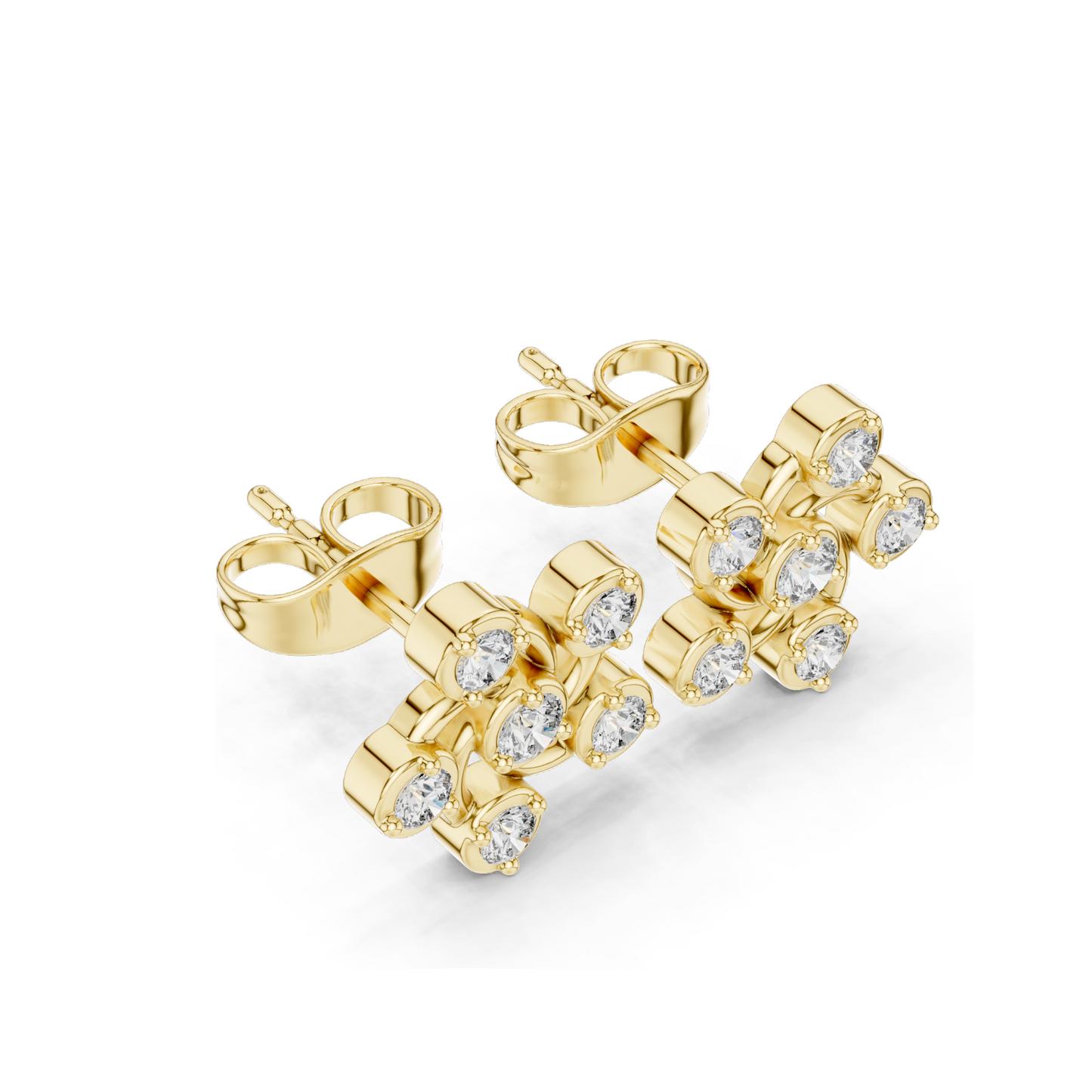 0.39 CT Lab Diamond Floral Swirl Stud Earrings | VVS-VS EF Clarity | 18KT, 14KT, 10KT Gold & 925 Silver | Rose, Yellow, White Gold & Moissanite Options