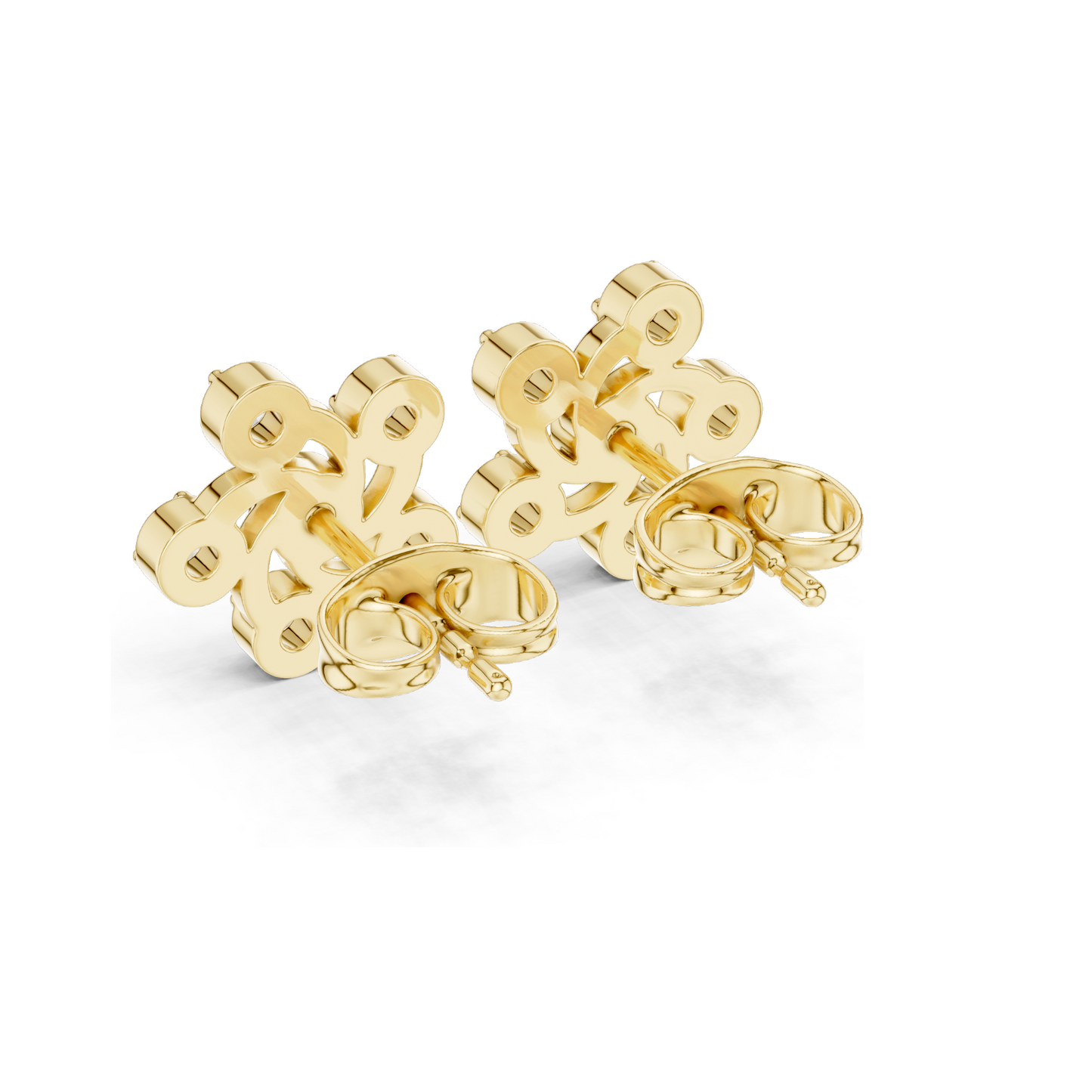 0.39 CT Lab Diamond Floral Swirl Stud Earrings | VVS-VS EF Clarity | 18KT, 14KT, 10KT Gold & 925 Silver | Rose, Yellow, White Gold & Moissanite Options