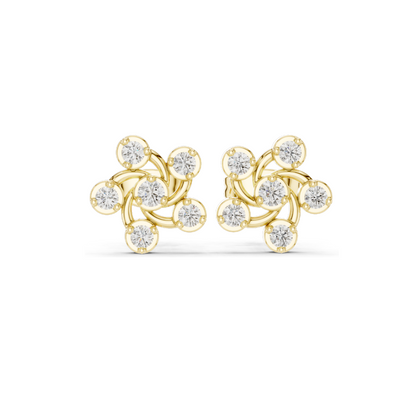 0.39 CT Lab Diamond Floral Swirl Stud Earrings | VVS-VS EF Clarity | 18KT, 14KT, 10KT Gold & 925 Silver | Rose, Yellow, White Gold & Moissanite Options