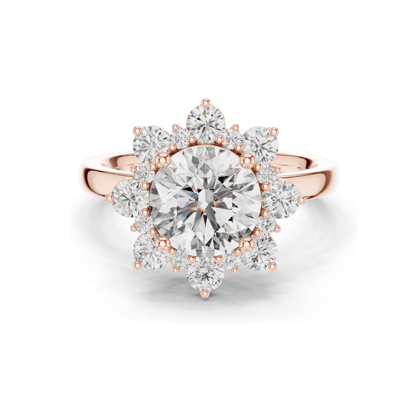 2.736 CT Round Brilliant Lab Diamond Halo Ring for Women | VVS-VS EF Clarity | 18KT, 14KT, 10KT Gold & 925 Silver | Rose, Yellow, White Gold & Moissanite Options