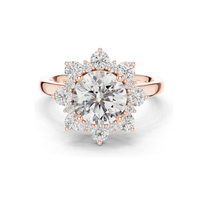 2.736 CT Round Brilliant Lab Diamond Halo Ring for Women | VVS-VS EF Clarity | 18KT, 14KT, 10KT Gold & 925 Silver | Rose, Yellow, White Gold & Moissanite Options