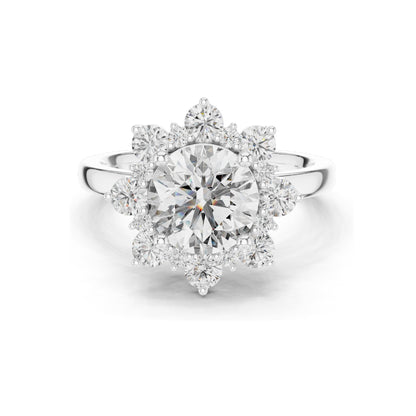 2.736 CT Round Brilliant Lab Diamond Halo Ring for Women | VVS-VS EF Clarity | 18KT, 14KT, 10KT Gold & 925 Silver | Rose, Yellow, White Gold & Moissanite Options