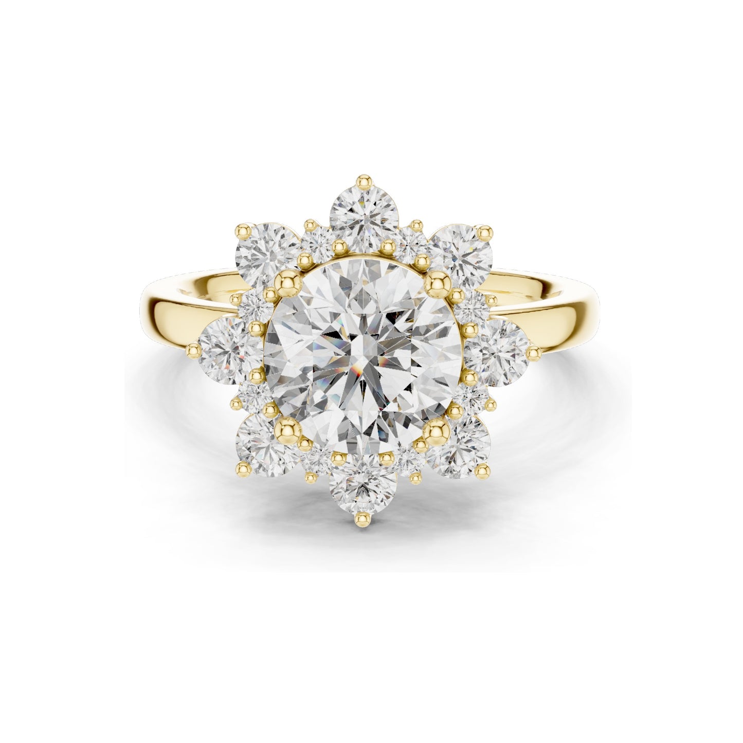 2.736 CT Round Brilliant Lab Diamond Halo Ring for Women | VVS-VS EF Clarity | 18KT, 14KT, 10KT Gold & 925 Silver | Rose, Yellow, White Gold & Moissanite Options