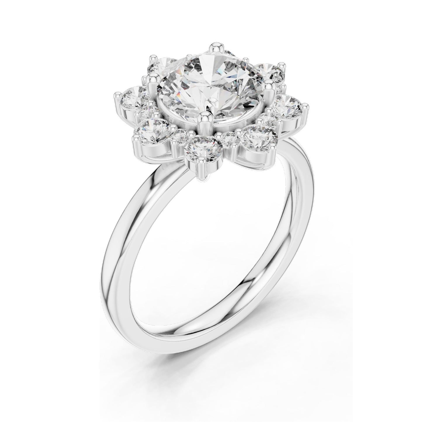 2.736 CT Round Brilliant Lab Diamond Halo Ring for Women | VVS-VS EF Clarity | 18KT, 14KT, 10KT Gold & 925 Silver | Rose, Yellow, White Gold & Moissanite Options