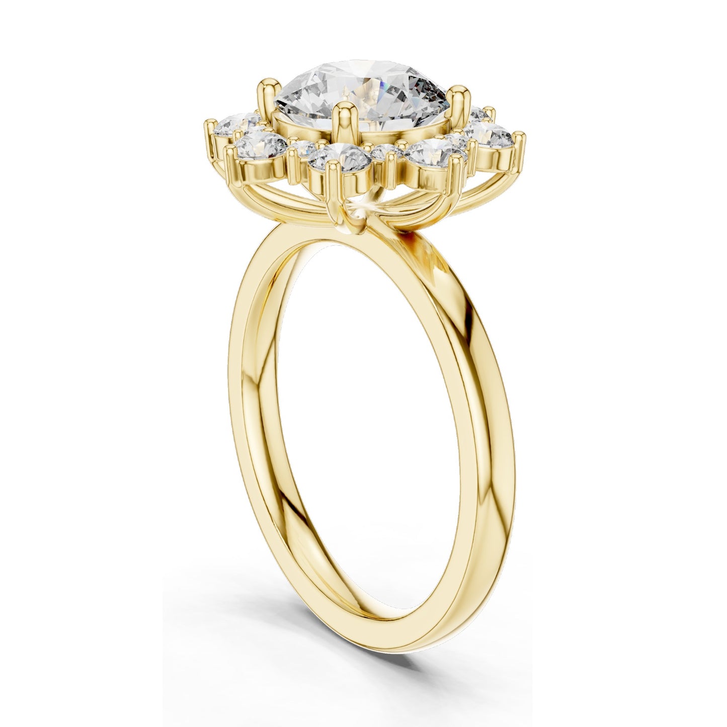 2.736 CT Round Brilliant Lab Diamond Halo Ring for Women | VVS-VS EF Clarity | 18KT, 14KT, 10KT Gold & 925 Silver | Rose, Yellow, White Gold & Moissanite Options